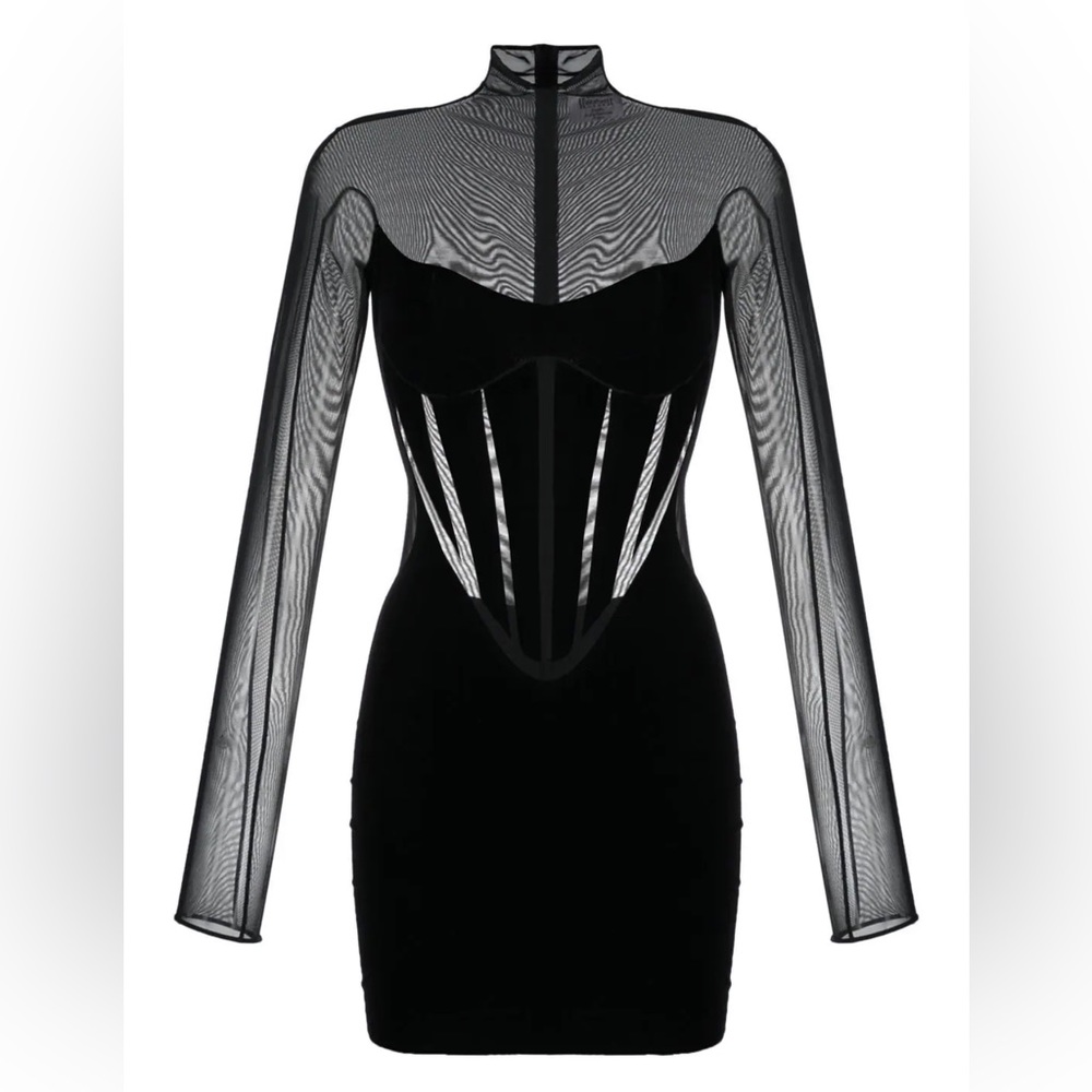 Mugler x Wolford semi-sheer panel dress